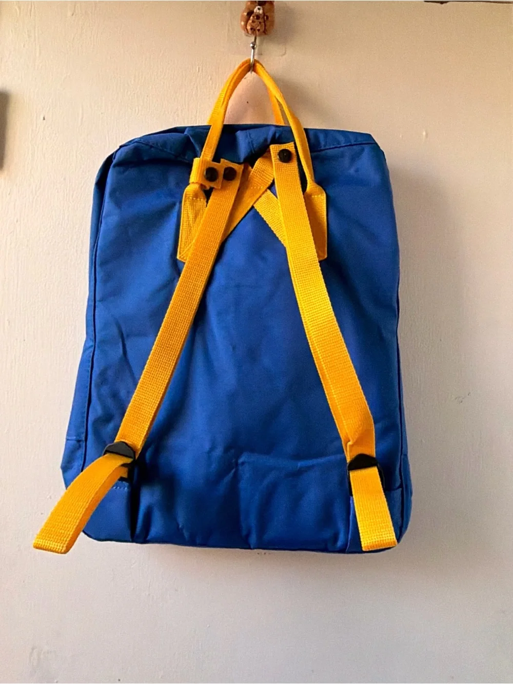 Men's Blue Backpack with Yellow Handles - Casual Everyday Pack
